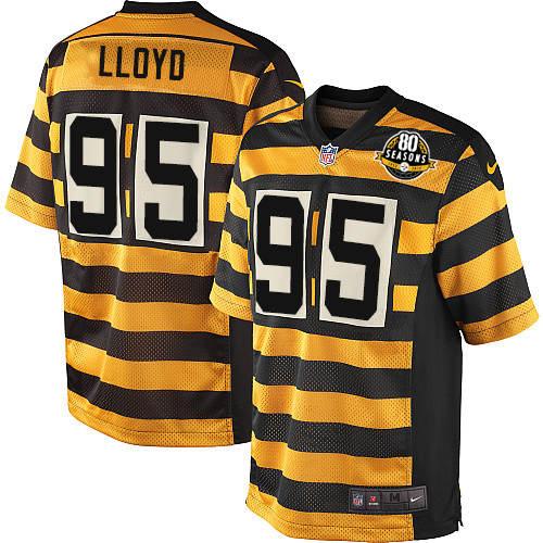 Youth Elite Greg Lloyd 80th Anniversary Nike Jersey Gold/Black Alternate - #95 Throwback NFL Pittsburgh Steelers